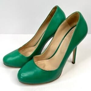 SERGIO ROSSI Green Leather 4 Inch Heel Shoes Size 5.5 (EU 36)